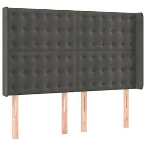 Box spring postelja z vzmetnico LED temno siva 140x190 cm žamet - slika 7