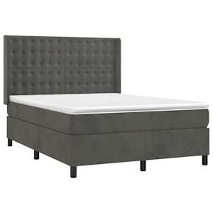 Box spring postel s matrací a LED tmavě šedá 140x200 cm samet - obrázek 4