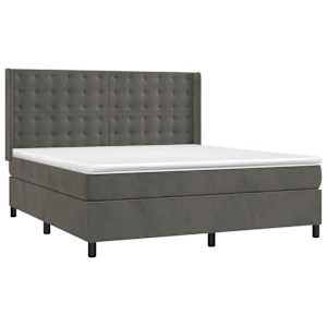 Box spring postel s matrací a LED tmavě šedá 160x200 cm samet - obrázek 4