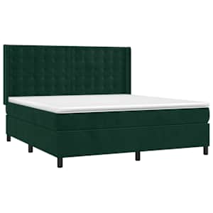 Box spring postel s matrací a LED tmavě zelená 160x200 cm samet - obrázek 4