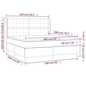 Box spring postel s matrací a LED růžová 160x200 cm samet - obrázek 8