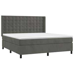 Box spring postel s matrací a LED tmavě šedá 180x200 cm samet - obrázek 4