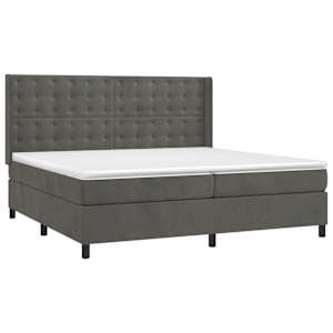 Box spring postel s matrací a LED tmavě šedá 200x200 cm samet - obrázek 4