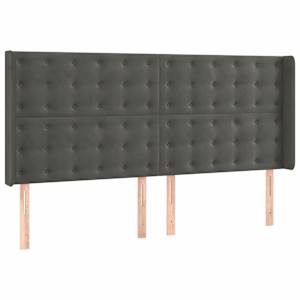 Box spring postelja z vzmetnico LED temno siva 200x200 cm žamet - slika 7