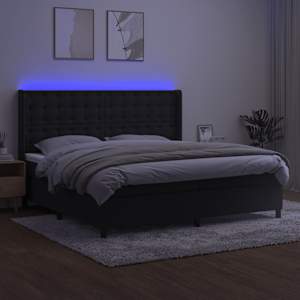 Box spring postel s matrací a LED černá 200x200 cm samet - obrázek 3