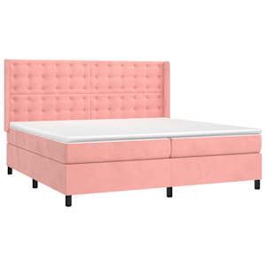 Box spring postel s matrací a LED růžová 200x200 cm samet - obrázek 4