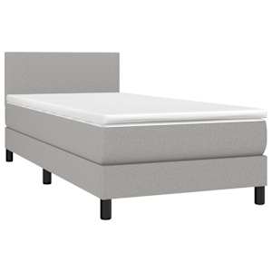 Box spring postel s matrací a LED světle šedá 80x200 cm textil - obrázek 3