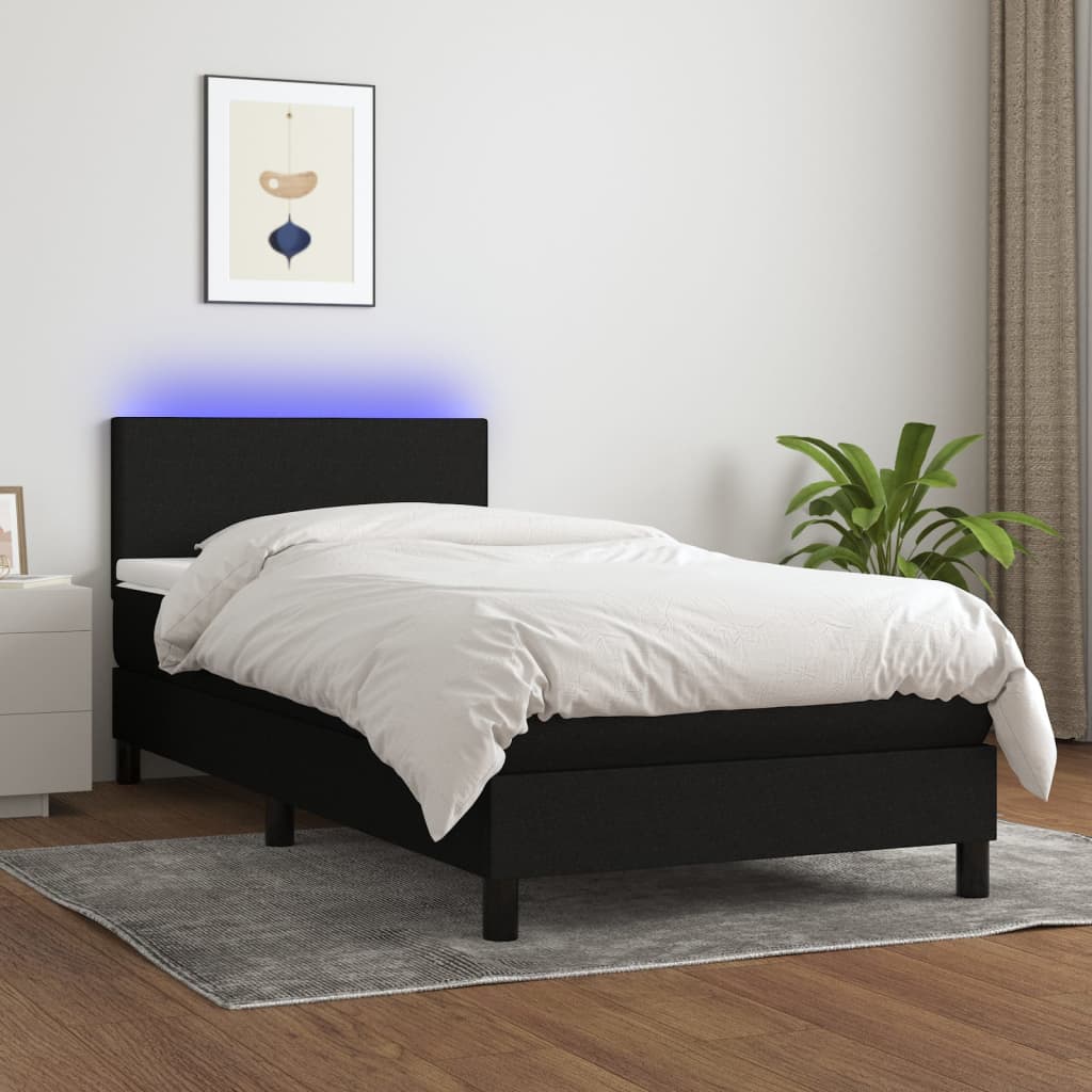  ΚΡΕΒΑΤΙ BOXSPRING ΜΕ ΣΤΡΩΜΑ & LED ΜΑΥΡΟ 80X200 ΕΚ. ΥΦΑΣΜΑΤΙΝΟ V-3132951