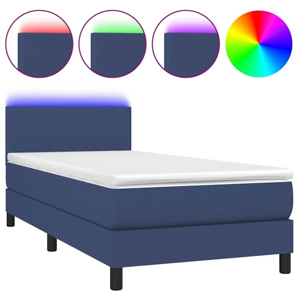 vidaXL kontinentaalvoodi madrats ja LED, sinine, 80x200 cm, kangas
