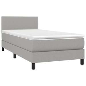 Box spring postel s matrací a LED světle šedá 90x190 cm textil - obrázek 3