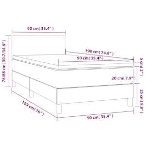 Box spring postel s matrací a LED tmavě šedá 90x190 cm textil - obrázek 8
