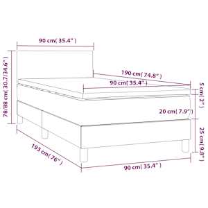 Box spring postel s matrací a LED krémová 90x190 cm textil - obrázek 8