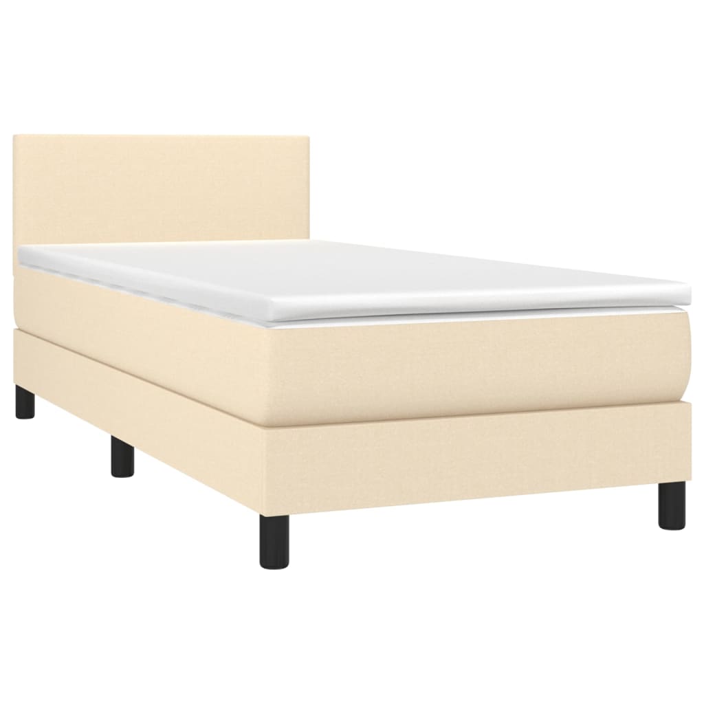 vidaXL Boxspring met matras en LED stof crèmekleurig 80x200 cm afbeelding
