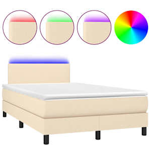 Box spring postel s matrací a LED krémová 120 x 200 cm textil - obrázek 2
