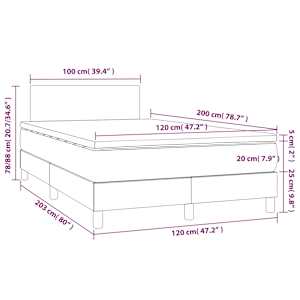 Box spring postel s matrací a LED krémová 120 x 200 cm textil - obrázek 8