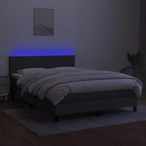 Box spring postel s matrací a LED tmavě šedá 140x190 cm textil - obrázek 4