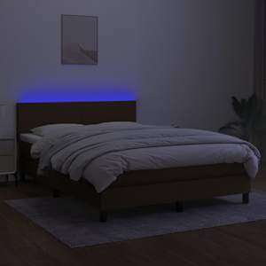 Box spring postel s matrací a LED tmavě hnědá 140x190 cm textil - obrázek 4