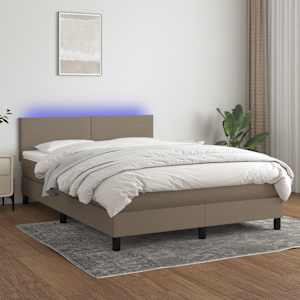 Box spring postel s matrací a LED taupe 140x190 cm textil - obrázek 1