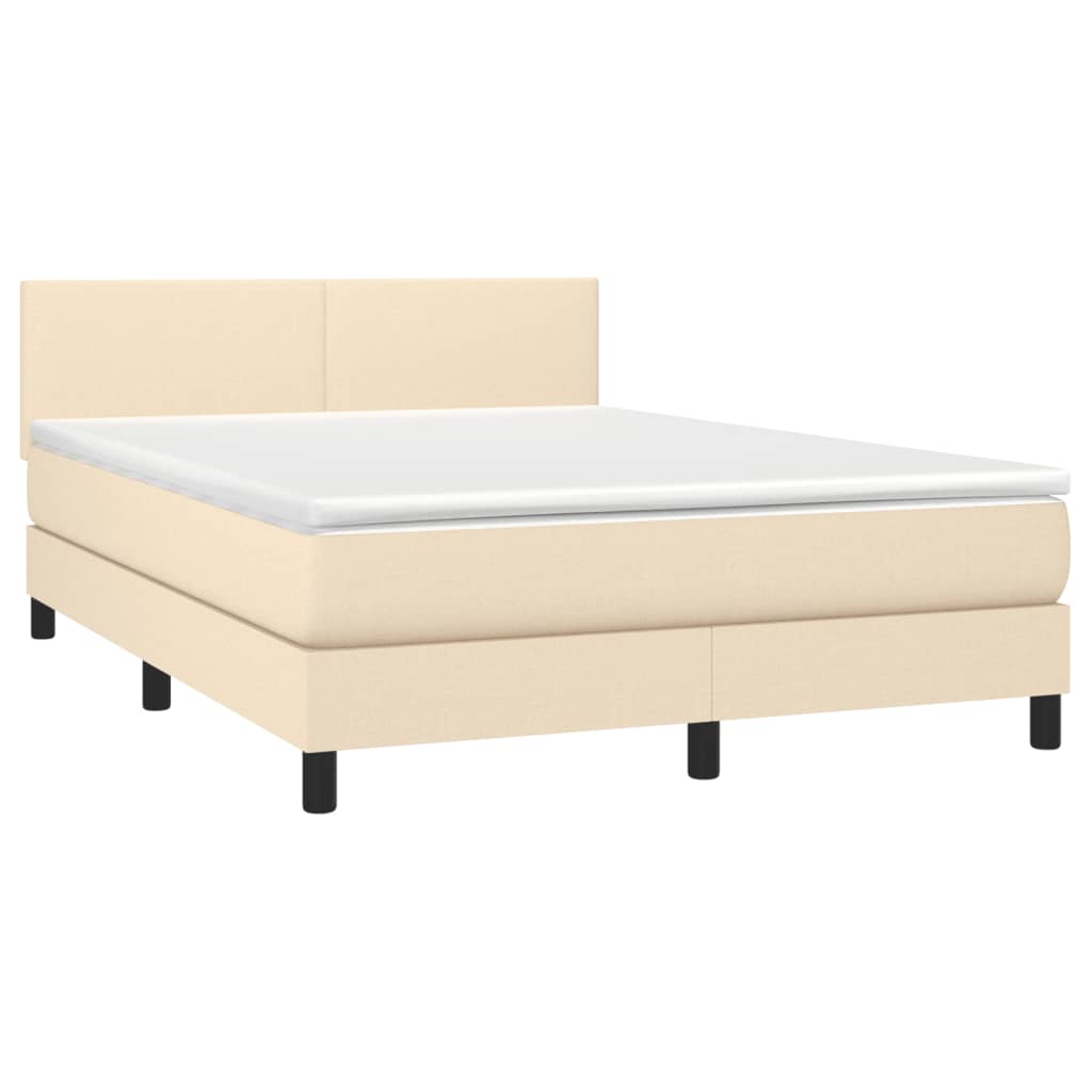Thumbnail - vidaXL Boxspringbett mit Matratze & LED Creme 140x190 cm Stoff