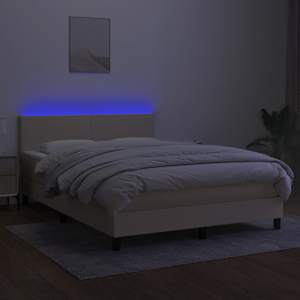 Box spring postel s matrací a LED krémová 140x190 cm textil - obrázek 4