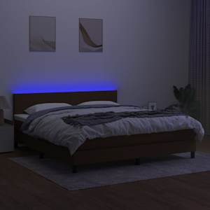 Box spring postel s matrací a LED tmavě hnědá 180x200 cm textil - obrázek 4