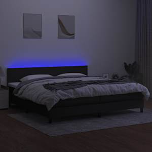 Box spring postel s matrací a LED černá 200x200 cm textil - obrázek 4