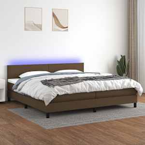Box spring postel s matrací a LED tmavě hnědá 200x200 cm textil - obrázek 1