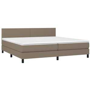 Box spring postel s matrací a LED taupe 200x200 cm textil - obrázek 3