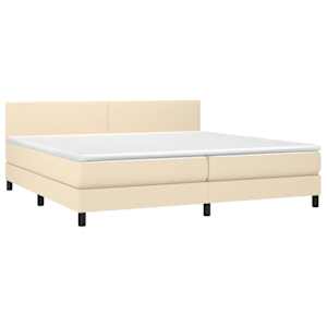 Box spring postel s matrací a LED krémová 200x200 cm textil - obrázek 3