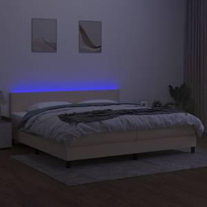 Box spring postel s matrací a LED krémová 200x200 cm textil - obrázek 4