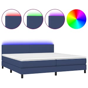 Box spring postel s matrací a LED modrá 200x200 cm textil - obrázek 2
