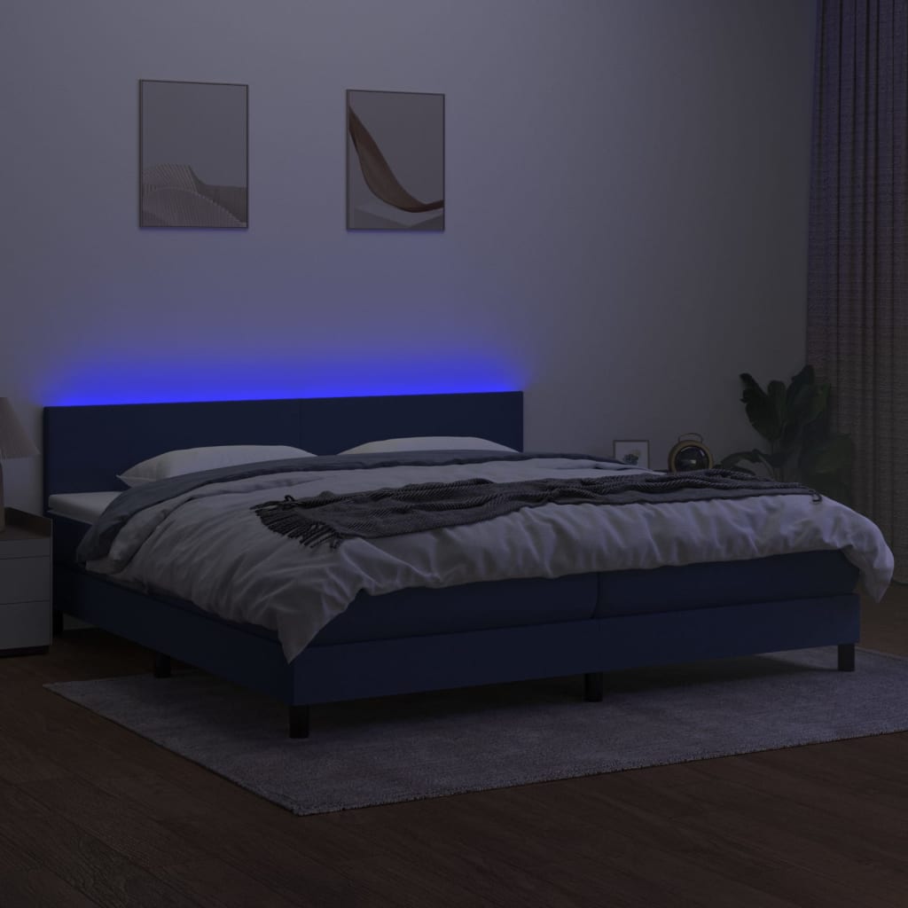 Boxspringbett mit Matratze & LED Blau 200x200 cm Stoff-4