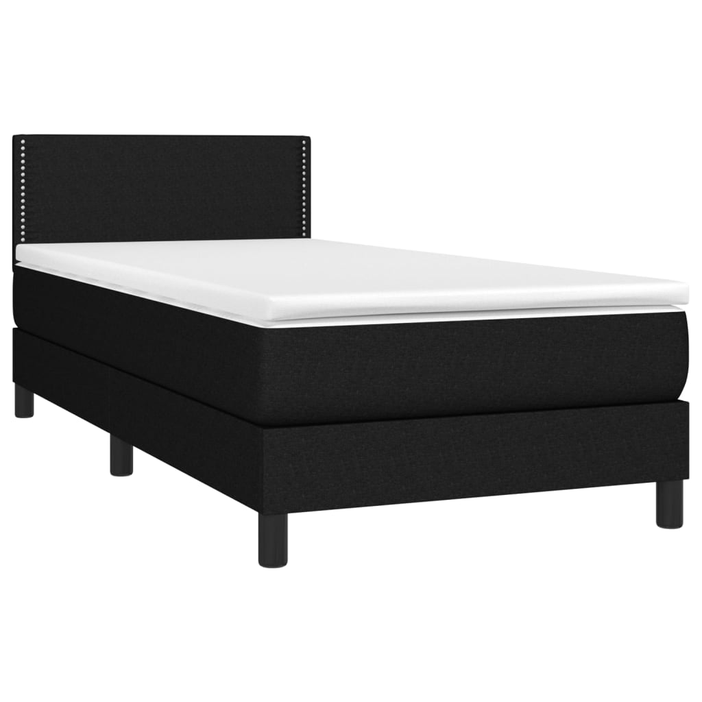vidaXL Boxspring met matras en LED stof zwart 80x200 cm afbeelding