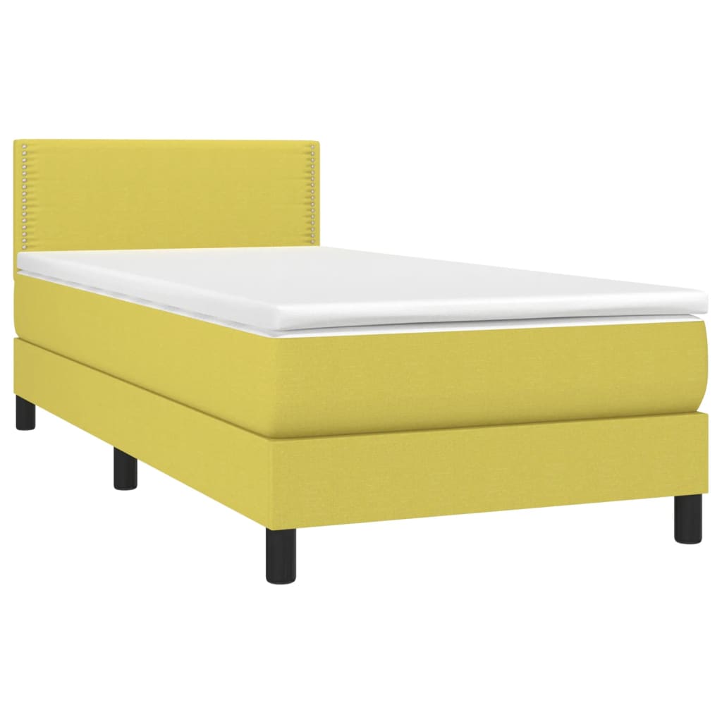 atsperu gulta ar matraci, LED, zaļš audums, 80x200 cm | Stepinfit.lv