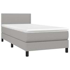 Box spring postel s matrací a LED světle šedá 90x190 cm textil - obrázek 3