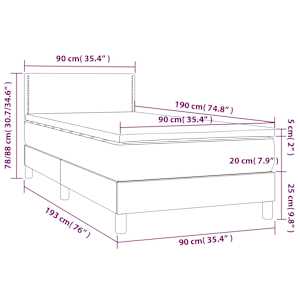 Box spring postel s matrací a LED světle šedá 90x190 cm textil - obrázek 8
