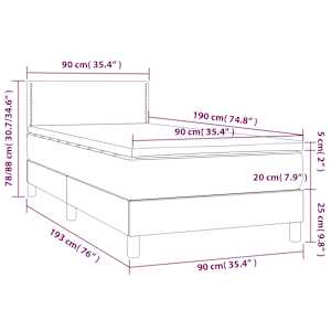 Box spring postel s matrací a LED tmavě šedá 90x190 cm textil - obrázek 8