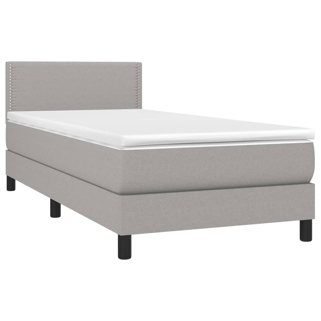 Thumbnail - vidaXL Boxspringbett mit Matratze & LED Hellgrau 90x200 cm Stoff