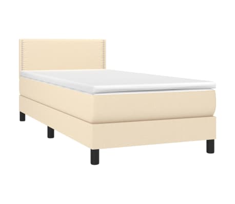 vidaXL Boxspring met matras en LED stof cr&egrave;mekleurig 80x200 cm