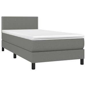 Box spring postel s matrací a LED tmavě šedá 100x200 cm textil - obrázek 3