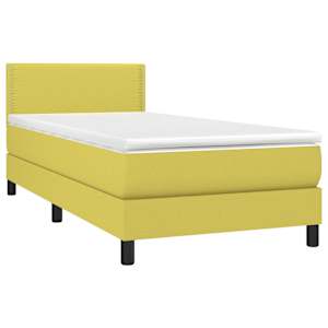 vidaXL Κρεβάτι Boxspring με Στρώμα & LED Πράσινο 100x200 εκ Υφασμάτινο