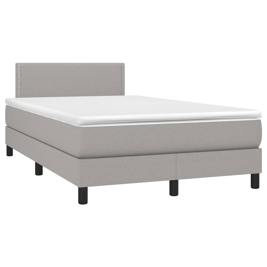 vidaXL Boxspring met matras en LED stof lichtgrijs 120x200 cm afbeelding