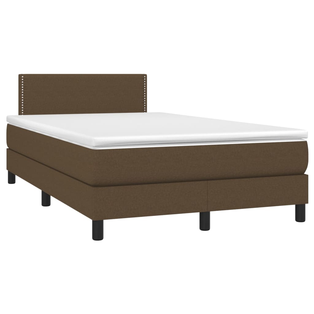 vidaXL Boxspring met matras en LED stof donkerbruin 120x200 cm afbeelding