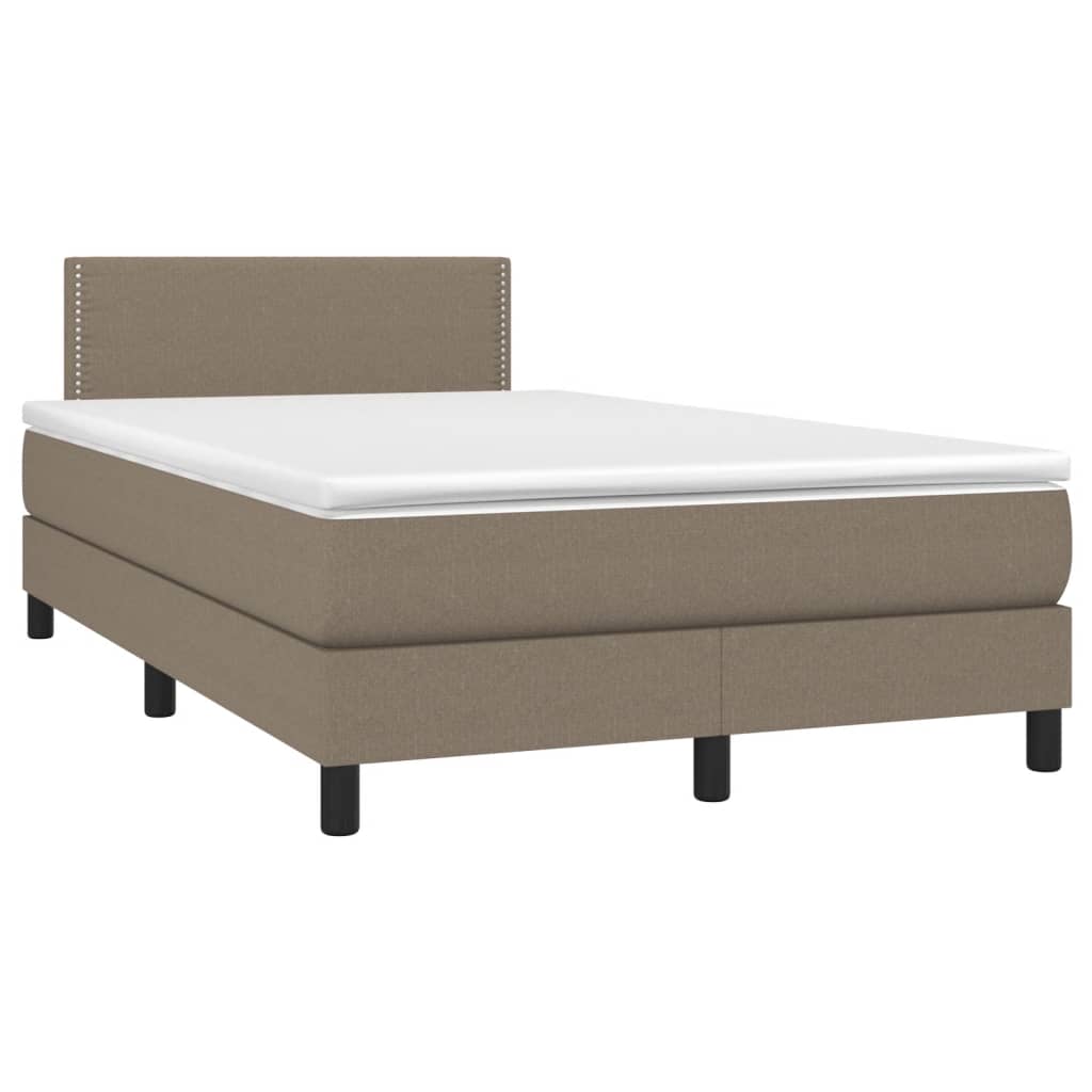 vidaXL Boxspring met matras en LED stof taupe 120x200 cm afbeelding