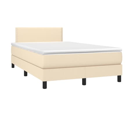 vidaXL Sommier &agrave; lattes de lit avec matelas LED Cr&egrave;me 120x200 cm Tissu