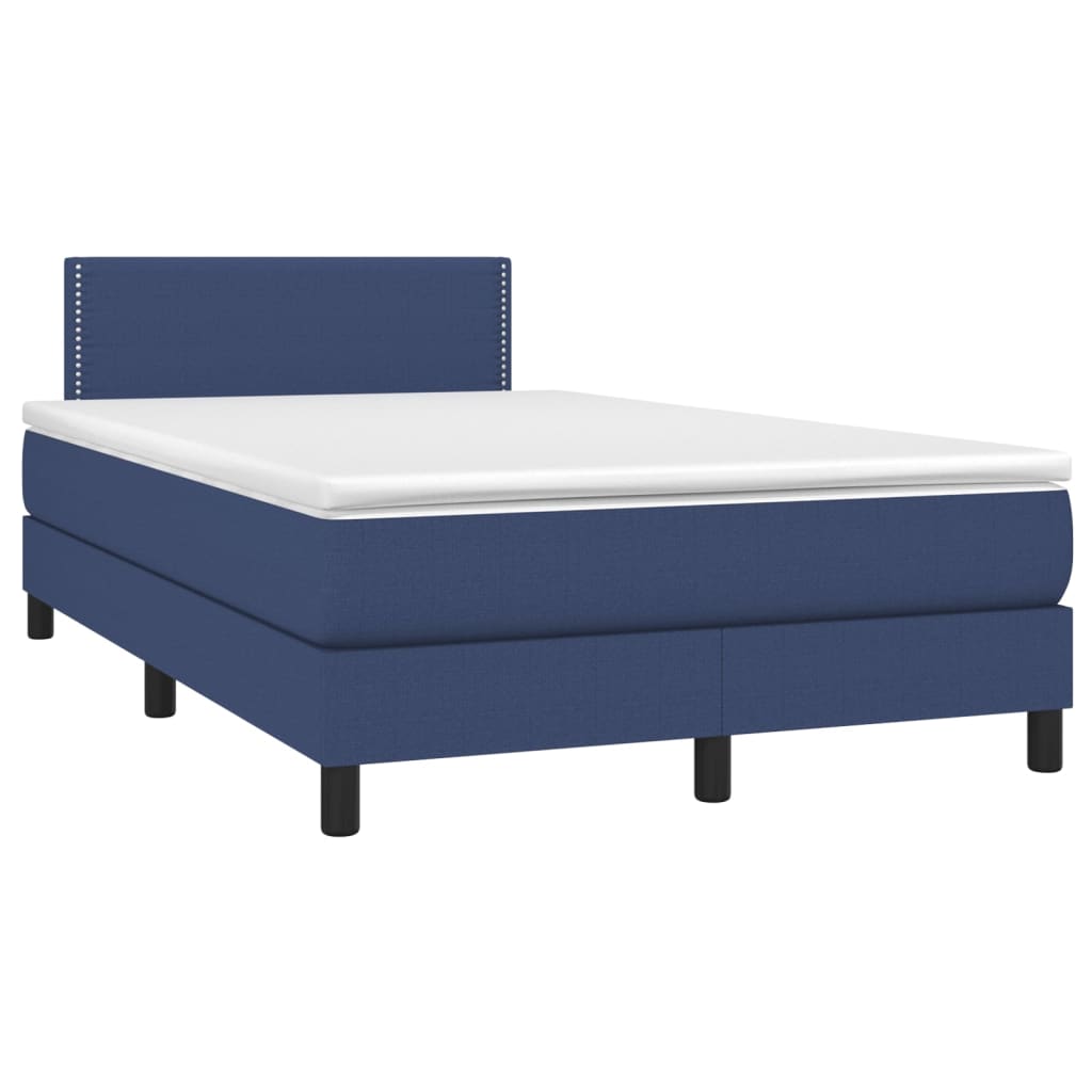 vidaXL Boxspring met matras en LED stof blauw 120x200 cm afbeelding