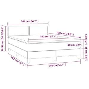 Box spring postel s matrací a LED černá 140x190 cm textil - obrázek 8