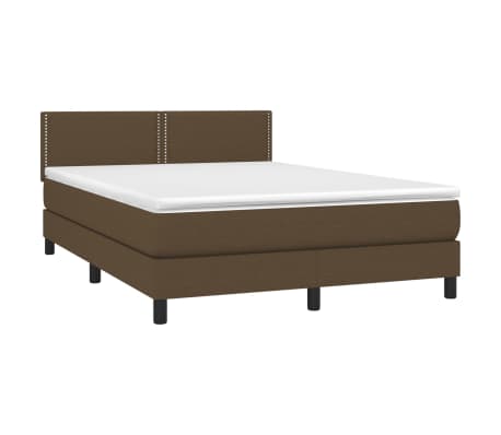 vidaXL Boxspring met matras en LED stof donkerbruin 140x190 cm