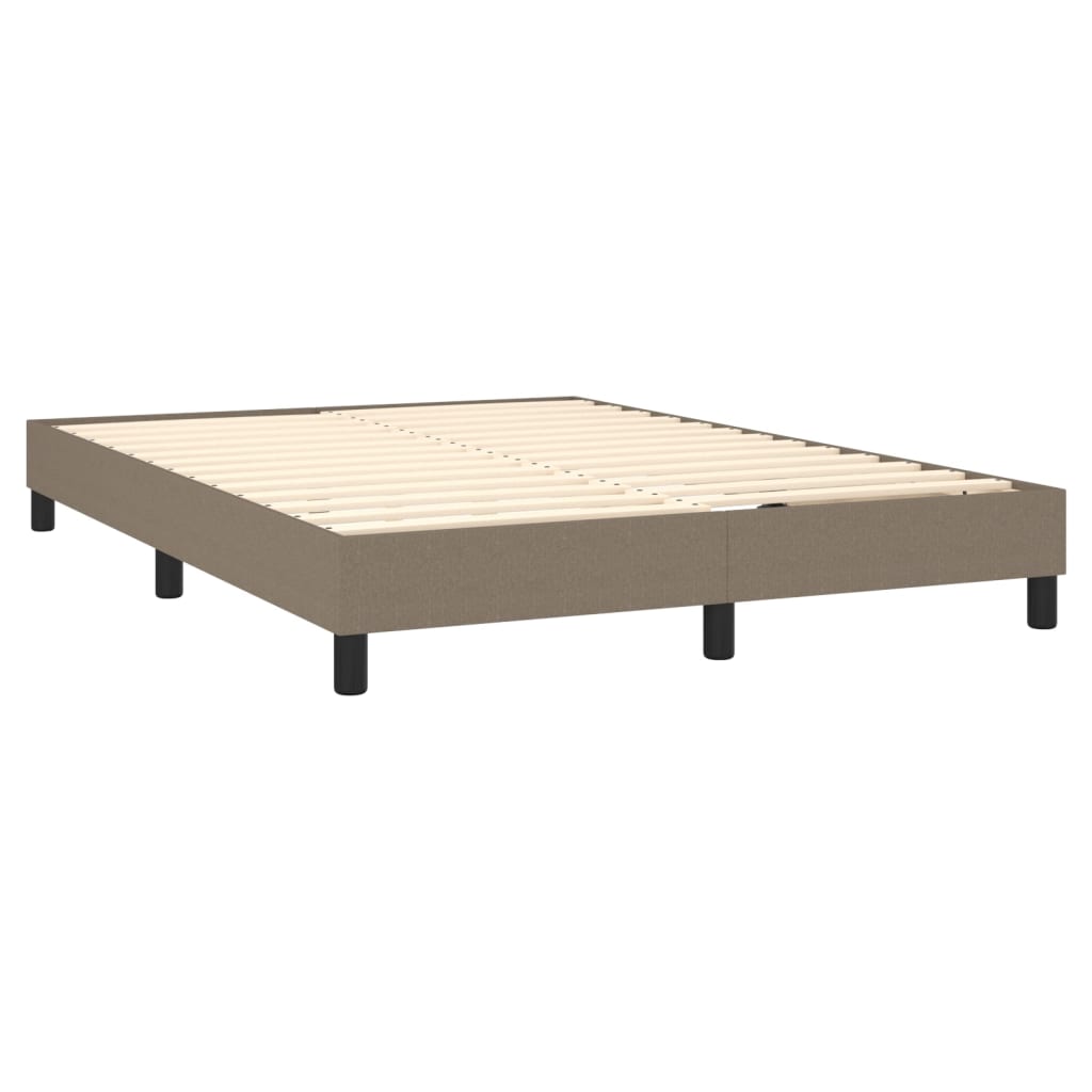 Box spring postelja z vzmetnico LED taupe 140x190 cm blago