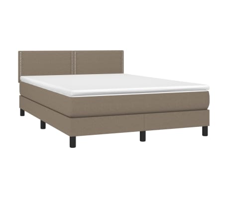 vidaXL Sommier &agrave; lattes de lit avec matelas LED Taupe 140x190 cm Tissu